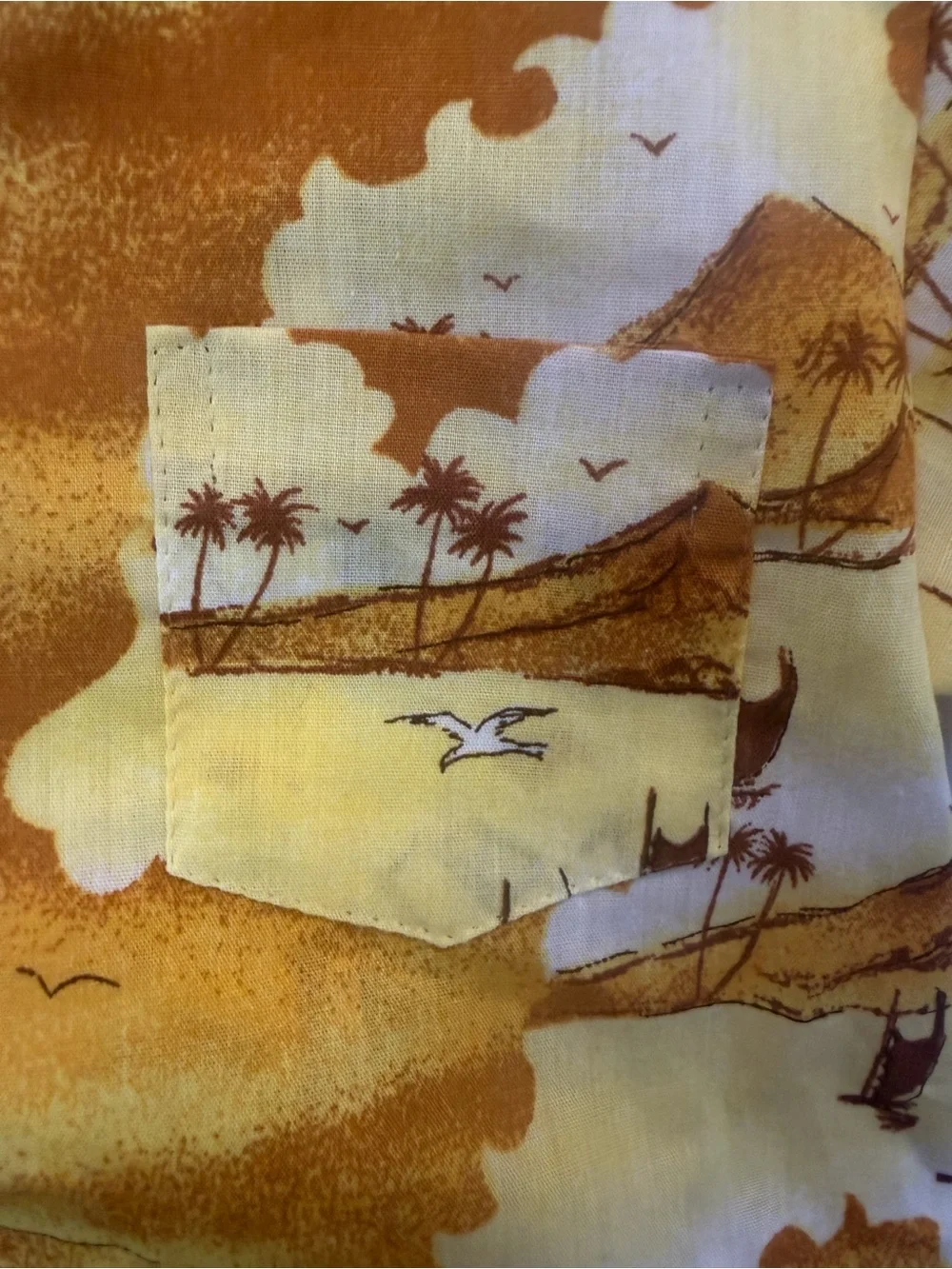 Vintage NAPILI 60’s/70’s Yellow Hawaiian Print Kids Button-Down Matching Set